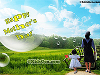 HQ Mother's Day Wallpaper featuring Mom and her child wandering in nature.