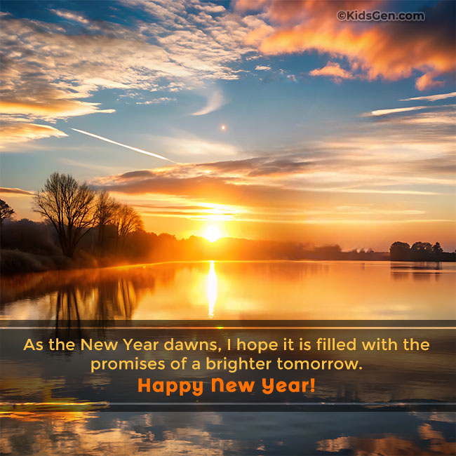 Happy New Year status image of beautiful sunrise for WhatsApp