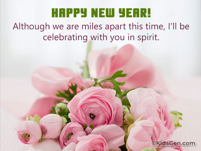Happy New Year flower greeting image for WhatsApp and Facebook sharing