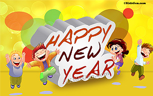 A colorful energetic new year kid wallpaper.