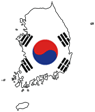 South Korea Flag and Map