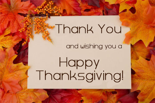 Thank you and wishing you a Happy Thanksgiving