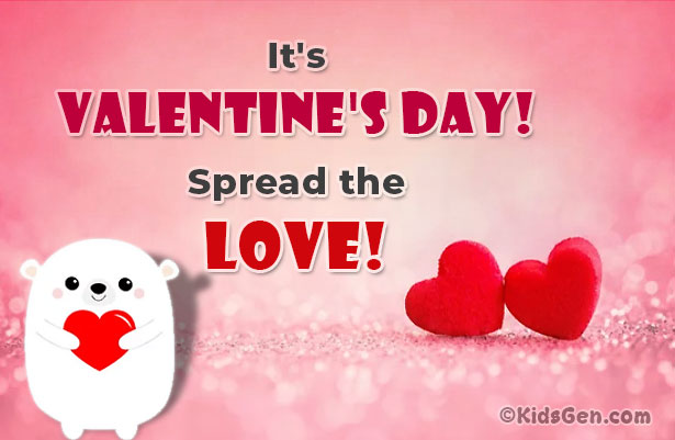 Valentine's Day greeting card for WhatsApp and Facebook featuring a cartoon bear