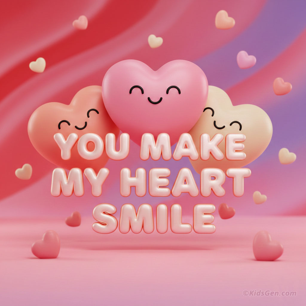 Cute Valentine’s Day greeting card featuring hearts and love symbols