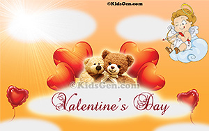 Two cute teddy bears wishing Valentine's Day wallpaper