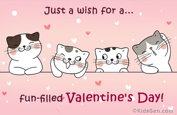 Valentine's Day image for WhatsApp with the background of four little kitties