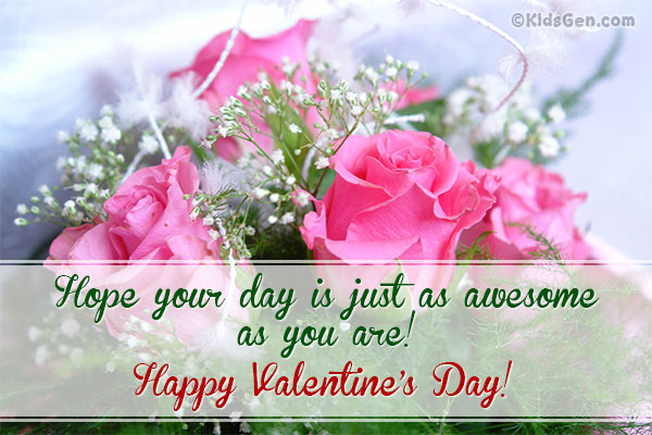 Valentine's card with the background of some pink roses