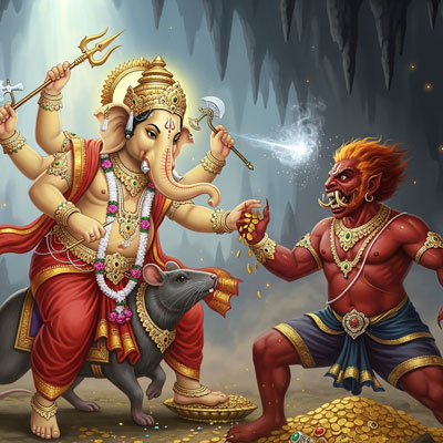 Lord Ganesha and Lobhasura