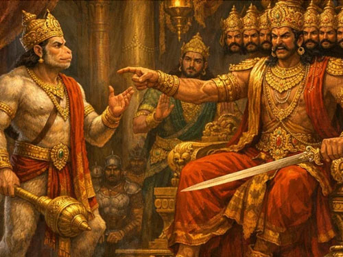 Hanuman Meets Ravana: A Tale of Courage and Righteousness