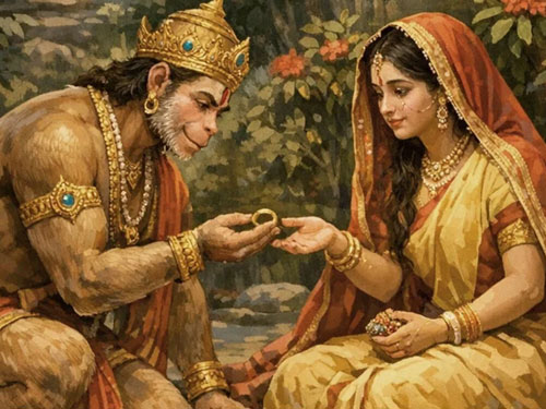 Hanuman Meets Sita: A Tale of Devotion and Courage from the Ramayana