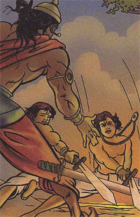 Luv and Kush fights with Bharata