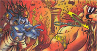 Lord Krishna Killing demon Bhaumasura