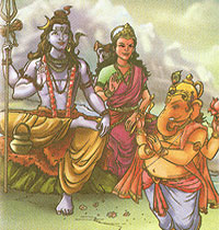 Shiva, Parvathi and Ganesh