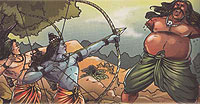Lord Rama fights with demon Kbandha
