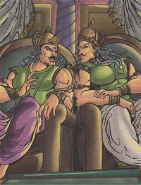 Karna giving plan to Duryodhana