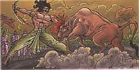 Bhima fighting with the bull