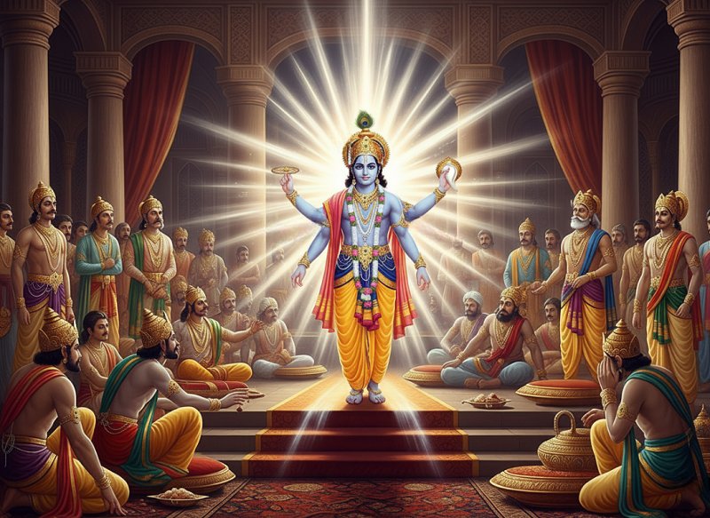 Lord Krishna's universal form in the court of Kaurava's court to warn Duryodhana