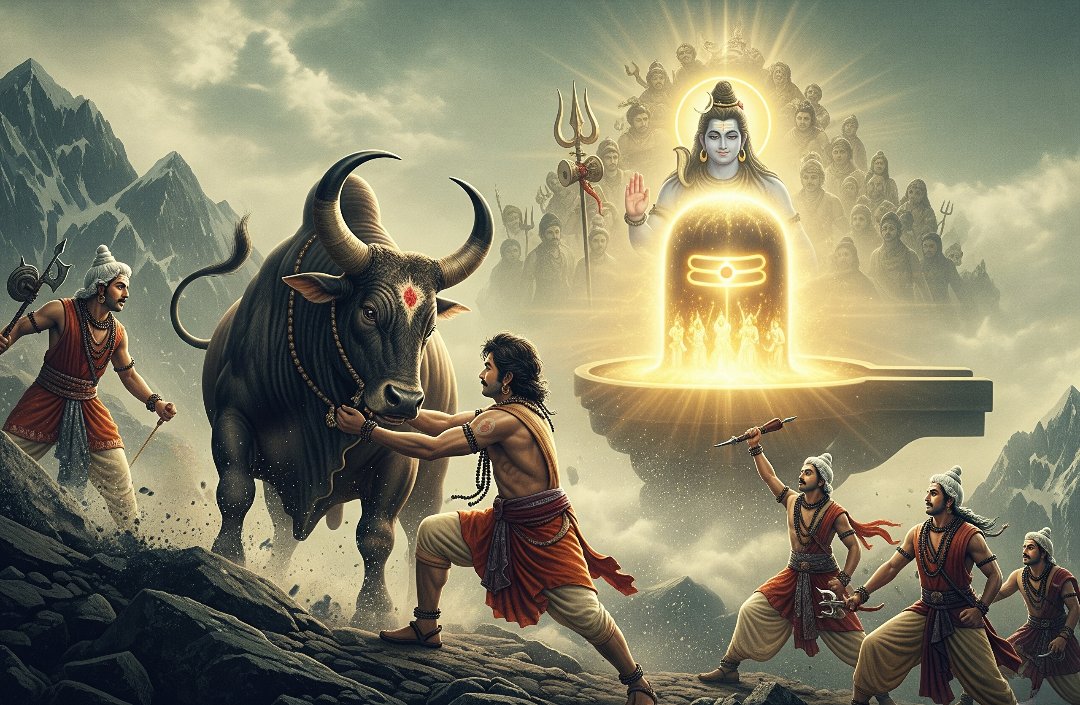 symbolizing the origin of Kedarnath temple in Hindu mythology