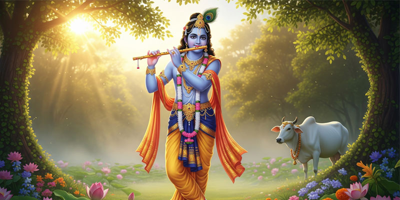 Beautiful Shri Krishna image with flute – Shri Krishna Stories illustration
