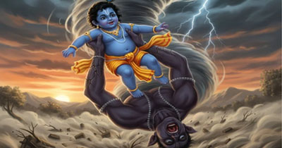 Trinavarta and Krishna