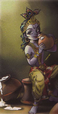 Krishna eatting butter