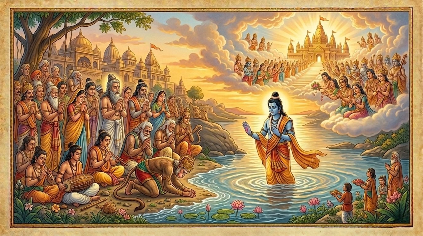 Lord Rama stepped into the Saryu river - Story from Ramayana