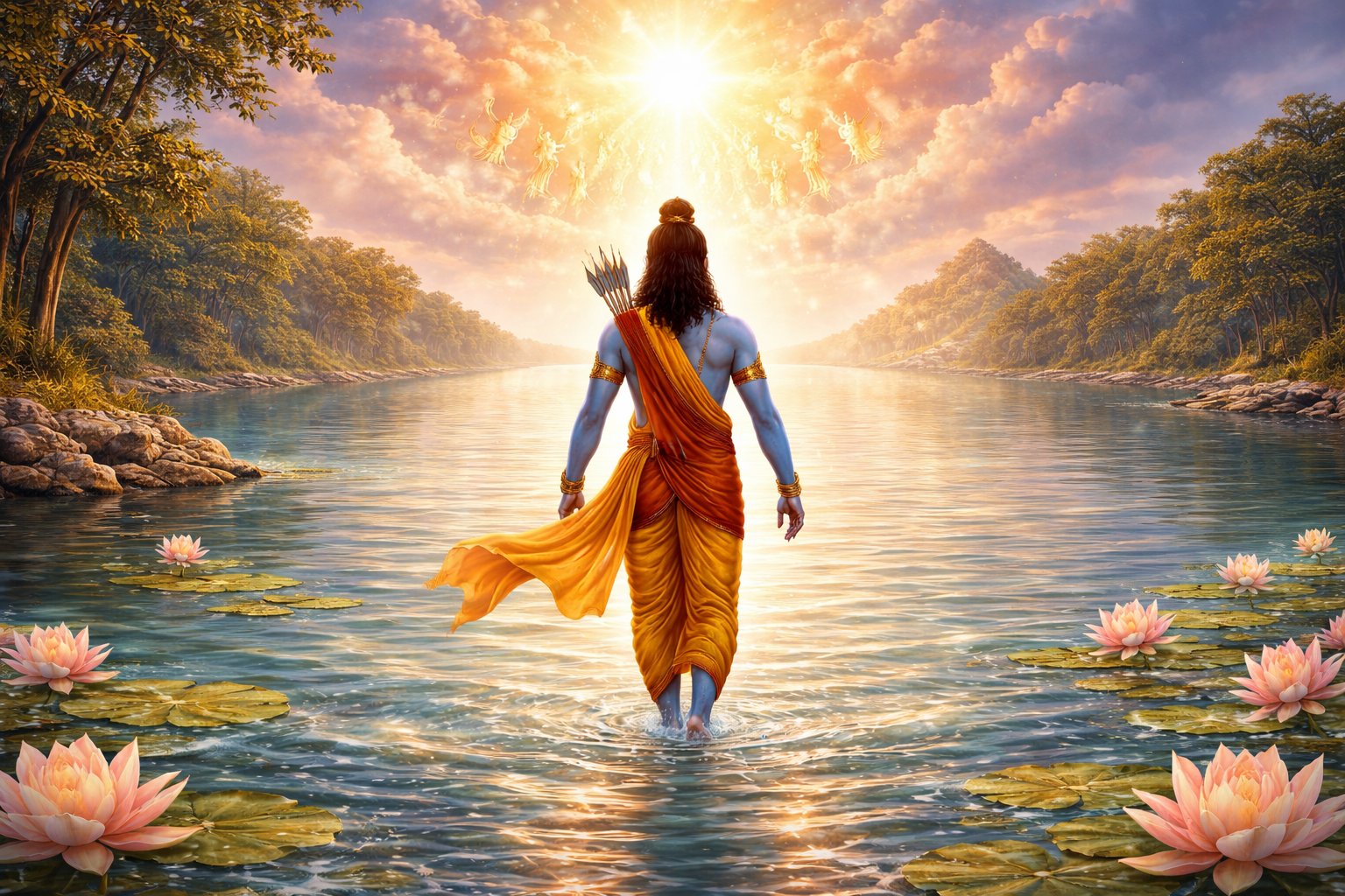 Lord Rama stepped into the Saryu river - Story from Ramayana