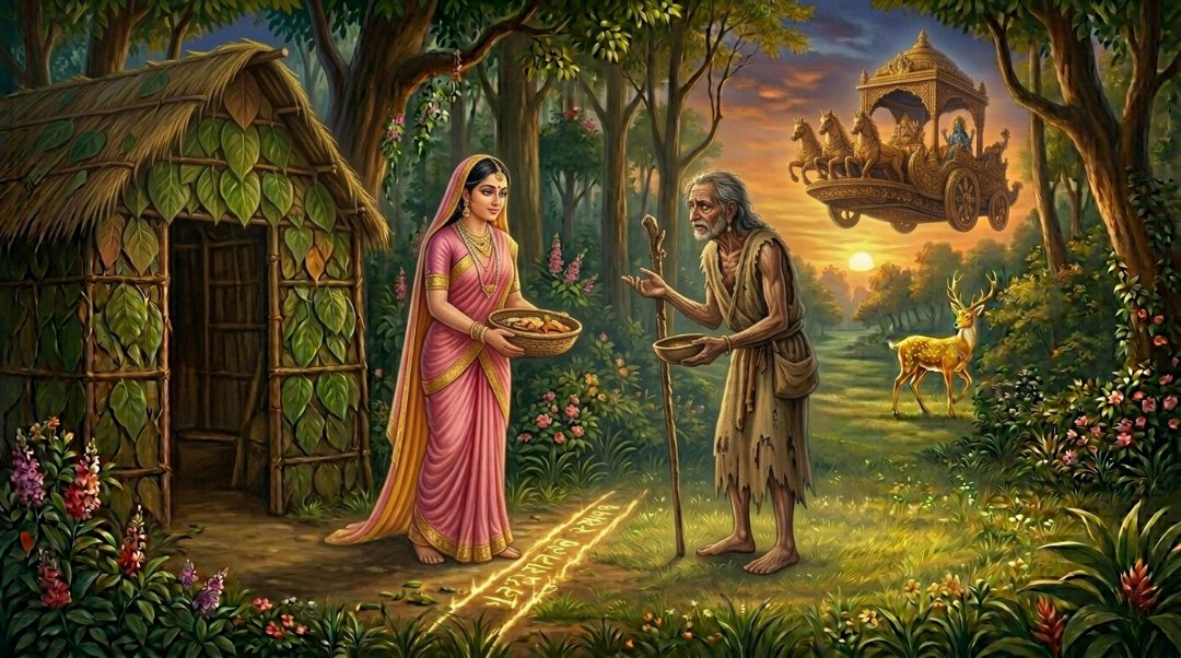Ravana dressed as begger and ask for food from Sita before abduct her