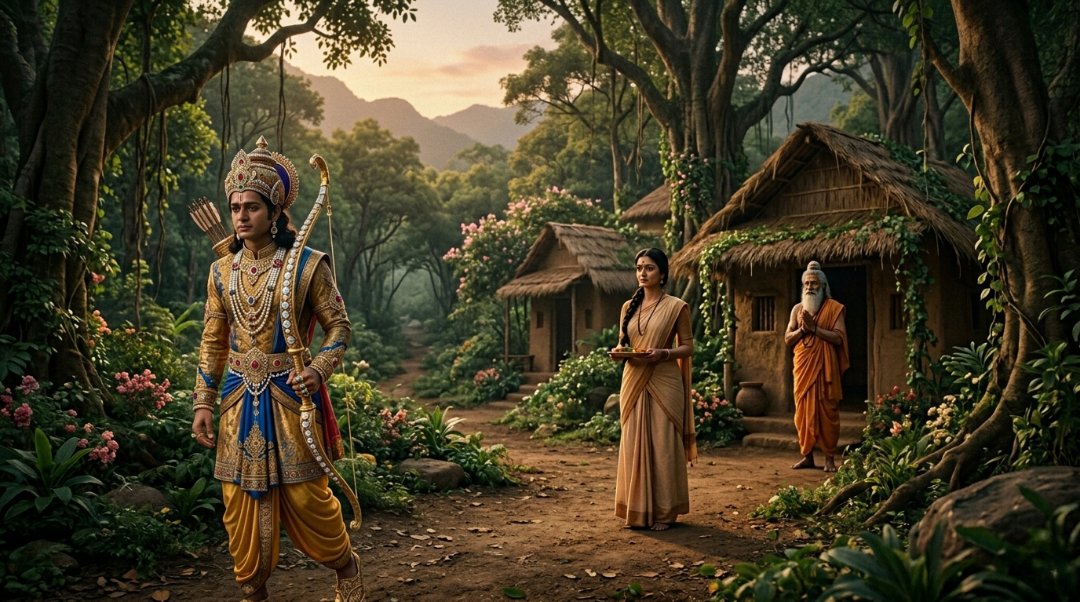 Sita abandoned in forest near Valmiki ashram during Ramayana exile story