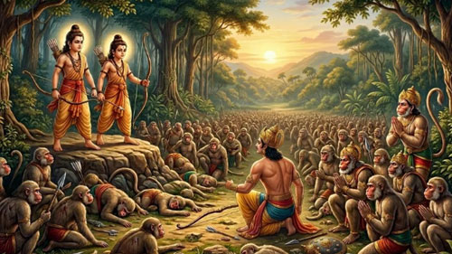 Luv and Kush Defeat Bharata and Hanuman - A Powerful Ramayana Battle