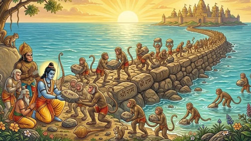 Rama Crosses the Sea - The Great Bridge to Lanka