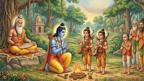 Rama Meets His Sons Lava and Kusha