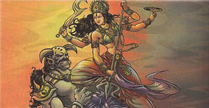 Goddess Durga killing Mahishashur