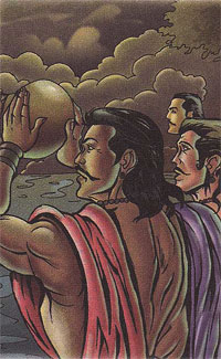 Pandavas performing last rights of the lost lives in war