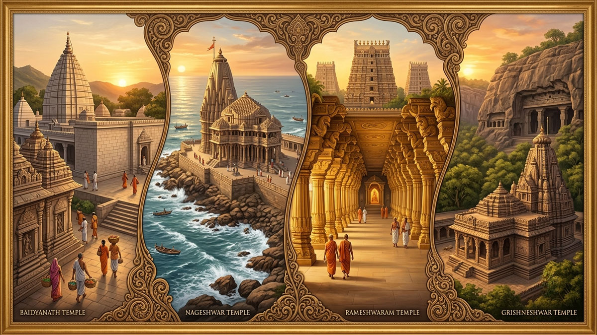Baidyanath, Nageshwar, Rameshwaram and Grishneshwar Jyotirlingas