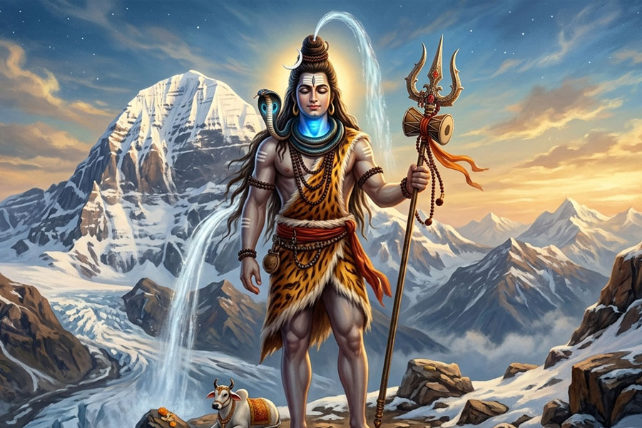 Lord Shiva as Neelkanth with his glowing blue throat