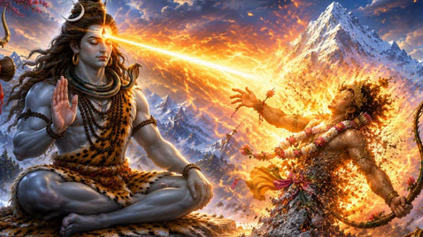 The Burning of Kamadeva - the Shiva Purana story of how Lord Shiva's third eye burned Kamadeva to ashes