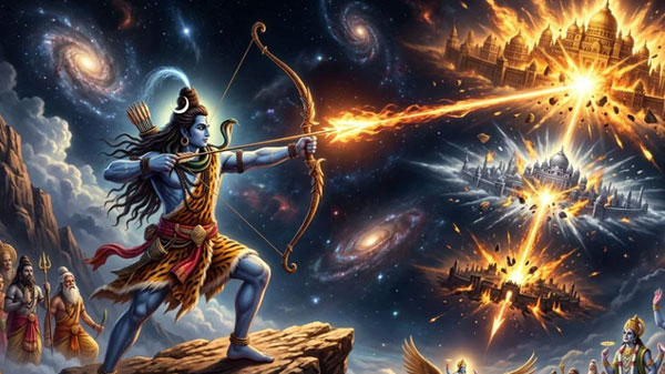 The Destruction of Tripura: The three flying cities