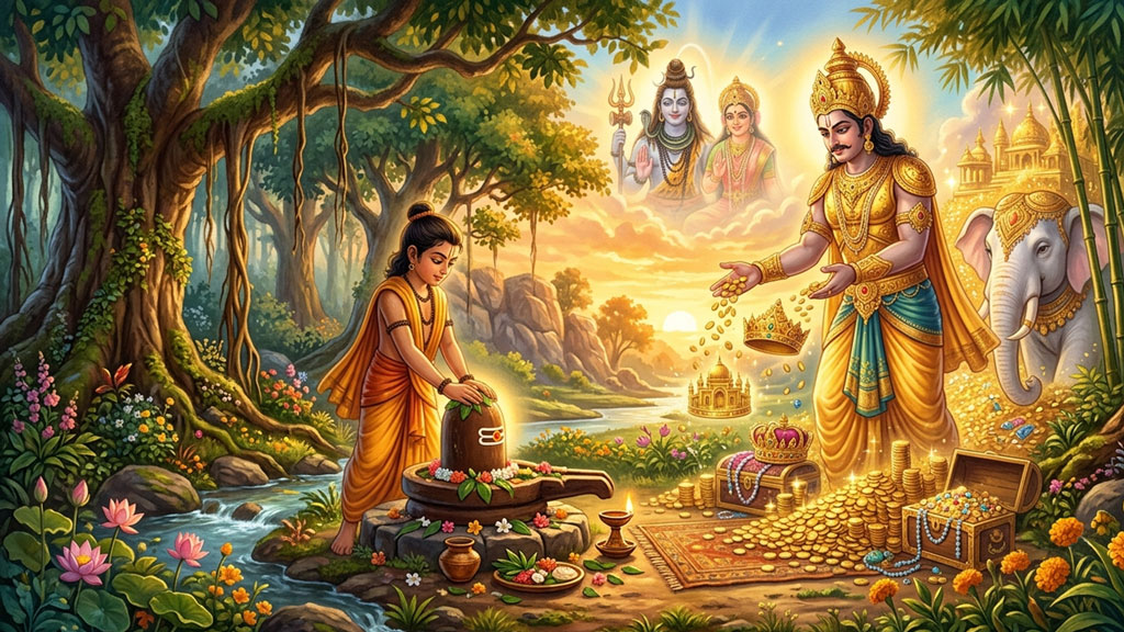 Upamanyu refusing wealth to remain devoted to Lord Shiva