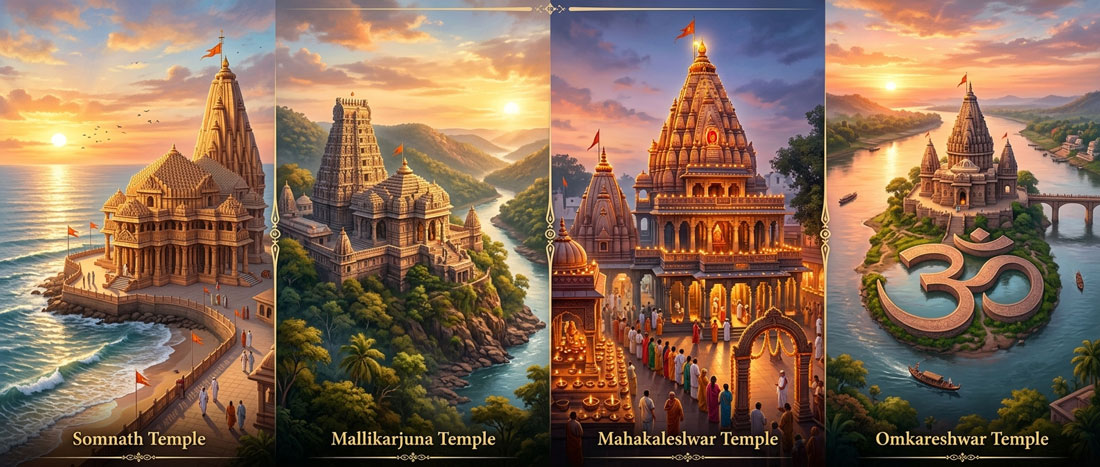 Somnath Mallikarjuna Mahakaleshwar and Omkareshwar Jyotirlingas