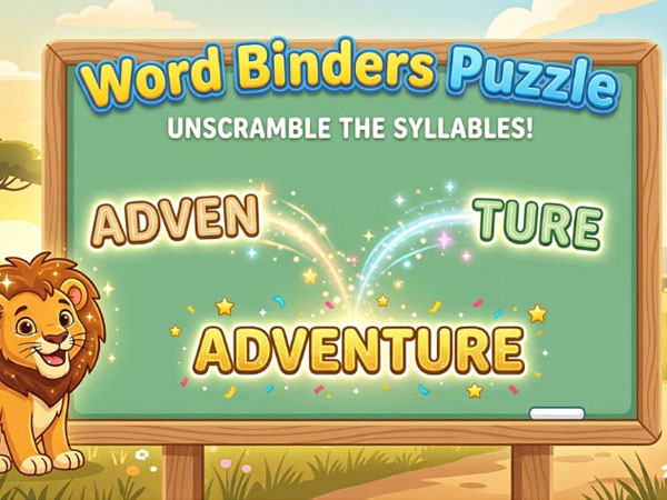 Word binders puzzle for kids