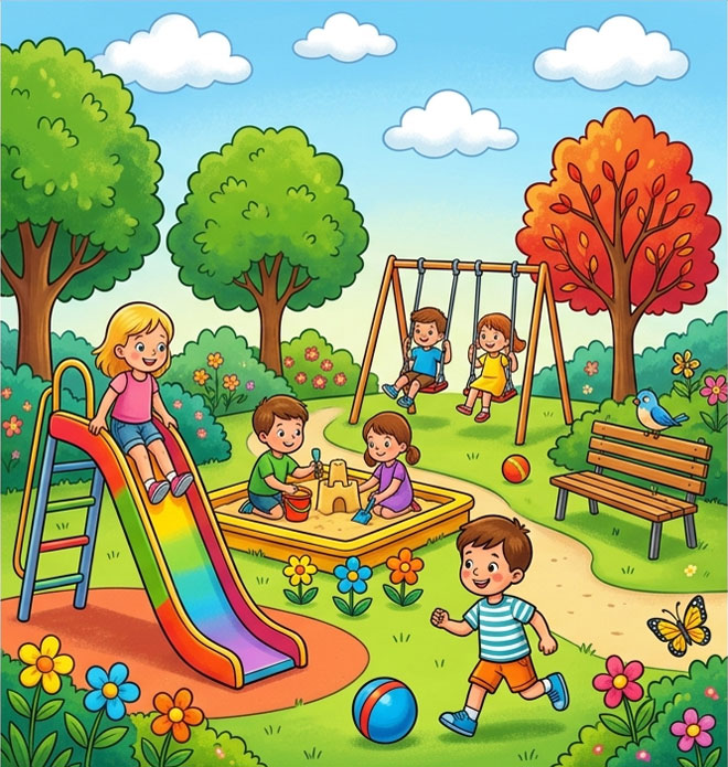 Kids' playground spot the difference puzzle