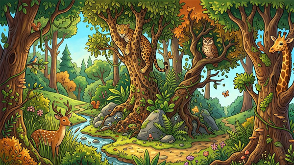 Children's cognitive skills puzzle with hidden animals