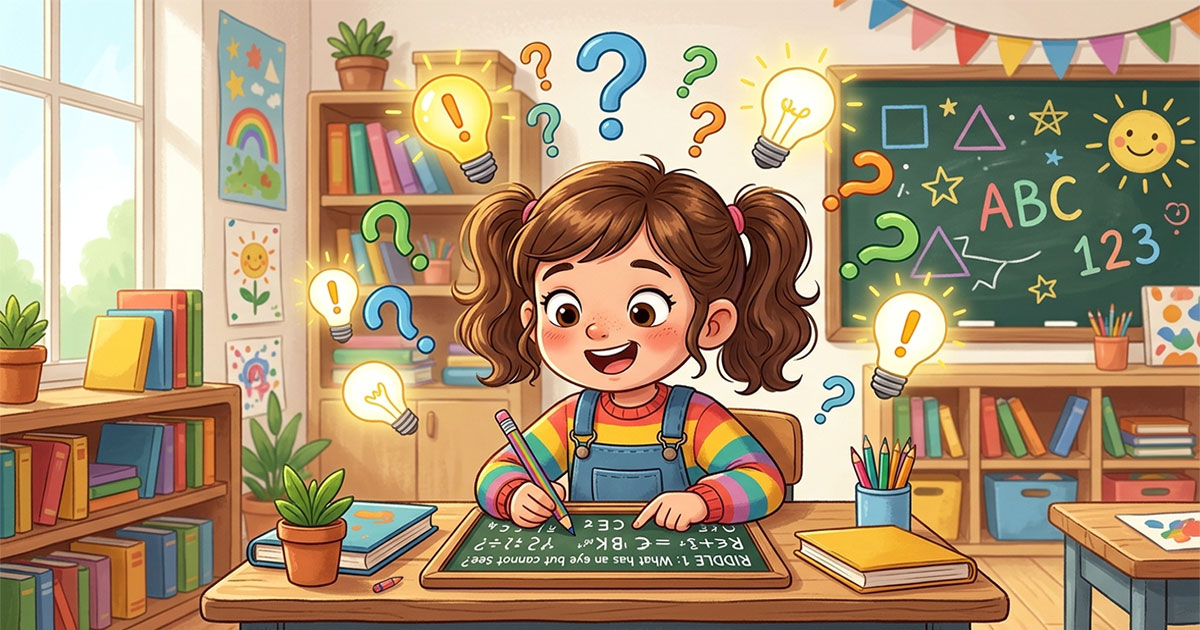 Riddles for kids with numbers and puzzle symbols