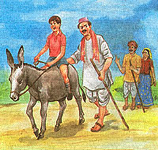 Rama decided to let Shyam ride the donkey while he walked alongside
