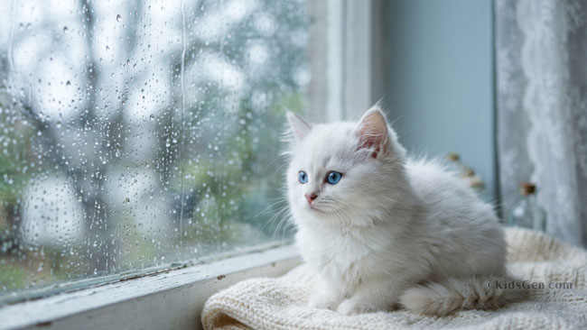 4K pet wallpaper featuring a fluffy white kitten
