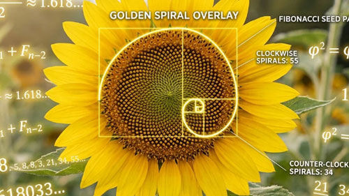 Botanical spiral patterns demonstrating the Golden Ratio found in nature