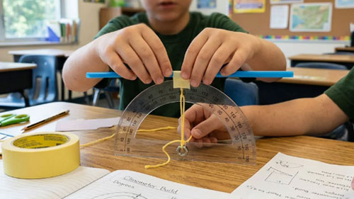 DIY clinometer project for measuring building height using trigonometric ratios