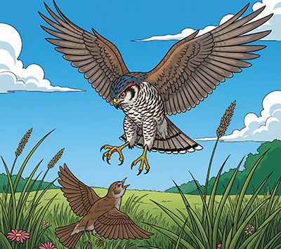 The Sparrow Hawk and the Nightingale - animal story