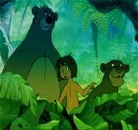 Mowgli and his friends in The Jungle Book